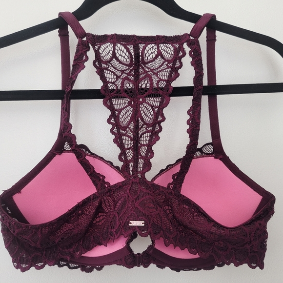 PINK Lace Floral Racerback Pushup Bra - Picture 2 of 11